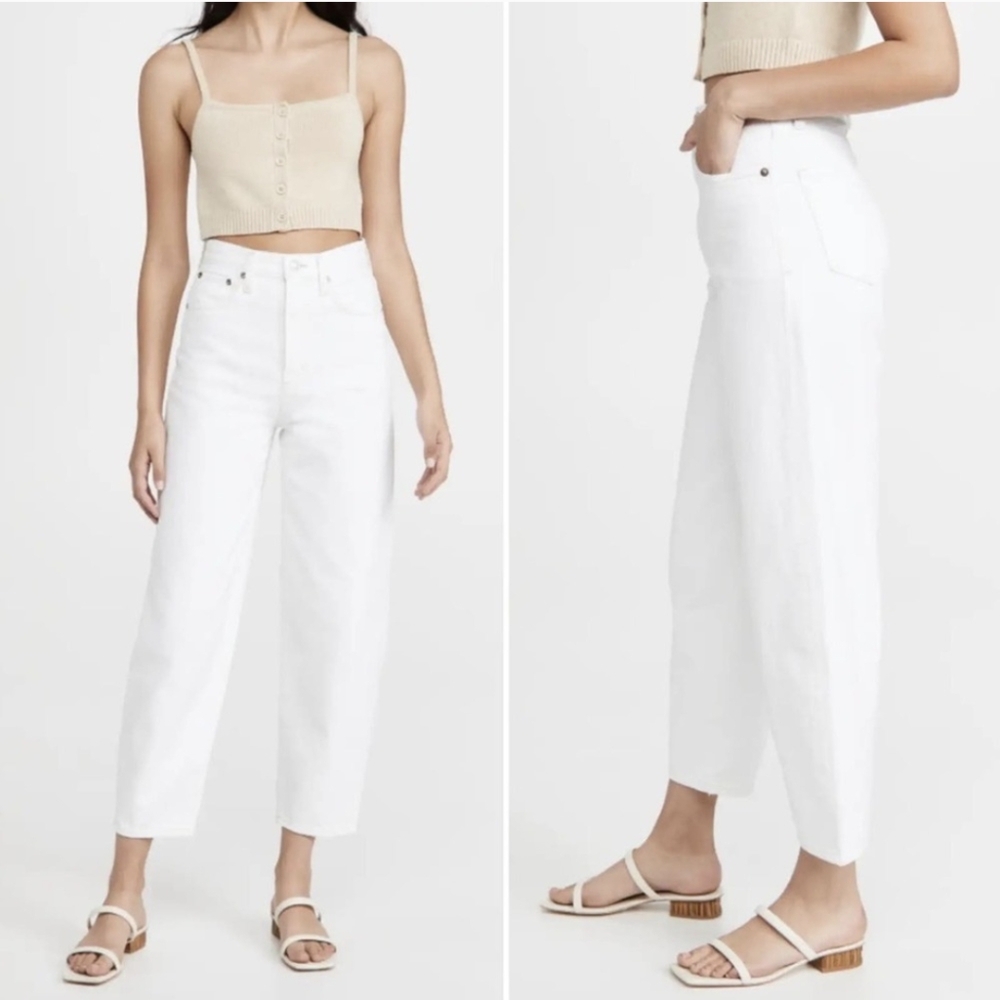 AGOLDE Balloon Jeans Curved Taper Leg Porcelain White 25 - Picture 4 of 13